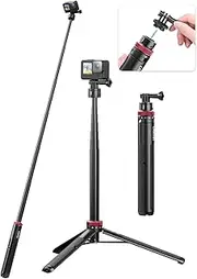 55" Selfie Stick Tripod for Gopro, ULANZI Go Quick II Extendable Tripod Stand Magnetic Suction Quick Release Vlog Accessories Handle for GoPro Hero 1110 9 8 7 6 5/Max/DJI OSMO Action Cam