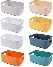 Storage Bin Organizer Basket with Handles, Durable Storage Basket Organizer, Toy Baskets Food Storage Containers for Organizing Storage Basket Organizer with Handles, Pack of 8 (Multicolor)
