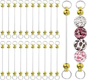 uxcell 20pcs Beadable Keychain Bar, Beadable Keychains Blanks Beaded Keychain Bar Bulk Key Chain Rod Making Charm for Beads Jewelry Making DIY Focal Bead Crafts Backpack, Gold