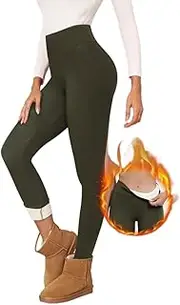 [DSAoTeng] Women High Waist Thick Fleece Lined Sherpa Leggings-Warm Slim Tummy Control Yoga Workout Pants for Running Cycling Cold Wear