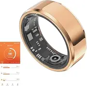Smart Rings for Men & Women, Fitness Tracker Health Monitor Ring, Wearable Sleep Tracking Ring, Step Counter, Blood Oxygen, Heart Rate, Calories Burned, IP68 Waterproof Smart Ring (Gold2, US 7)