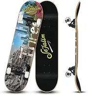 Sefulim Skateboard, Professional Skateboard with ABEC-9 Bearing 7 Layer Hard Maple Deck, Complete Skateboard for Adults, Teens, Kids and Beginners……