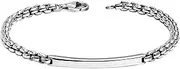 [LeCalla] 925 Sterling Silver Men's Jewelry ID Chain Bracelet | Italian 4MM Round Box Chain Bracelet | Classic Box Chain Bar ID Bracelet for Men, Made in Italy