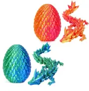 2 Pack 3D Printed Dragon Egg Mystery Egg Articulated Crystal Animals Fidget Toy