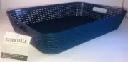Storage Essentials Woven-Look Basket W Handles Dk Blue 10x14x2.5-in.NEW-SHIP 24H