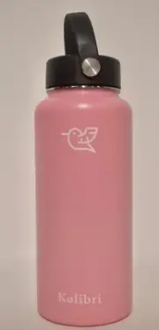 Kolibri Water Bottle Flask Stainless Steel Vacuum Insulated - Flat Lid - 32 oz