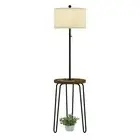 End Table Floor Lamp Metal Hairpin Legs Light USB Charging Port Bed Side Decor