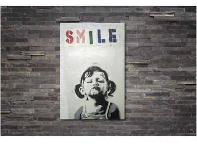BANKSY SMILE GIRL Canvas Wall Art Print