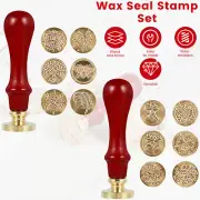 6Pcs Wax Seal Stamp Kit Vintage Sealing Wax Stamp with Brass Head and NX]