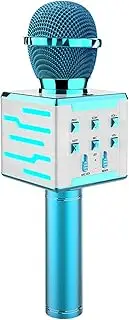 zolyet Wirel Microphone for Singing Lights Handheld BT Microphones Karaoke Microphone Home KTV Player for Home Party Blue