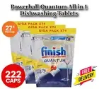 3 x 74pk Finish Powerball Quantum All in 1 Dishwashing Tablets Lemon (222 Caps)