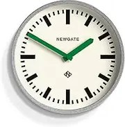 NEWGATE® The Luggage Metal Retro Wall Clock - Newgate Wall Clocks - Designer Station Clock - Perfect as a Kitchen Clock - Office Clock - Round Clock - Metal Clock - Galvanised Case/Green Hands