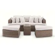 Noosa Outdoor Modular 4 Piece Daybed in Half Round Wicker - Outdoor Daybeds