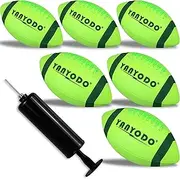 YANYODO 6 Pack Football Size 6 Junior Sized Ball with Textured Grip for Kids Youth Practice, Match and Scrimmage Play Indoors & Outdoors All Weather Use with Pump(Green)