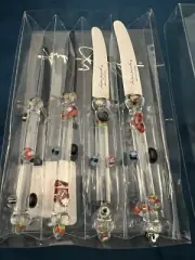 ANDREA ZAMPELLA Knife Set Art Glass Multicolor New Box Set 4 Signed Saks Fifth