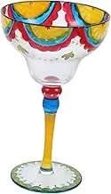 CIYODO Hand Painted Stained Glass Cup Wine Glass Goblet Margarita for Cocktail