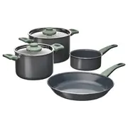 HEMLAGAD 6-piece cookware set, non-stick coating light grey-green/grey