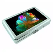 Fractal Bouquet Em1 Silver Metal Cigarette Case RFID Protection Wallet