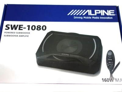 Alpine SWE-1080 Under Seat Car Active Amplified Powered Subwoofer System 160W