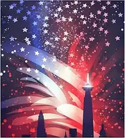 Refrigerator Magnet Cover Decorative Magnetic Dishwasher Front Door Cover Sticker for Home Kitchen Decor, 23x26 Inch Red Blue White Color Fireworks Creative Illustration American Independence