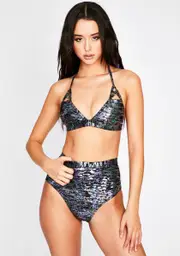 Toxic Floods Metallic Bikini Set