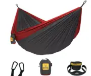Wise Owl Outfitters Camping Portable Hammock Tree Straps Single Charcoal & Red