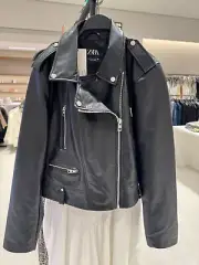 NWT_ZARA FW24 FAUX LEATHER BIKER JACKET Black | 4341/759_Size XL