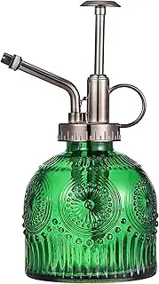 BESPORTBLE Glass Plant Mister Spray Bottle, 6.5 Green Glass Water Spray Bottle with Top Pump, Vintage Plant Watering Can, Small Plant Sprayer Mister for Outdoor Indoor House Plant, Green