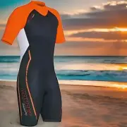 Camaro Men's Breaker Shorty Wetsuits, Black/Orange, X-Small/46