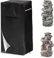 Garden Fountain Cover,Outdoor Heavy Duty Waterproof Dustproof Winter Fountain Cover for Cascading Bowls and Stacked Stones Water Fountain with Zipper and Drawstring.(Black,24" L x 19" W x 40" H)