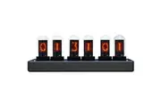 IPS Nixie Tube Clock, DIY Nixie Tube Analog Clock with 6-Digit IPS LCD Screen, 12/24 Hours, RGB Backlight Desktop Decoration