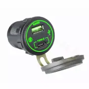 Fast Charger Socket USB TYPE C Power Adapter Led Light For Car Motorcycle Boat (for: Fiat)