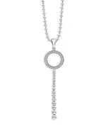 Lagos Sterling Silver Caviar Spark Diamond Circle Graduated Bead Pendant Necklace, 34