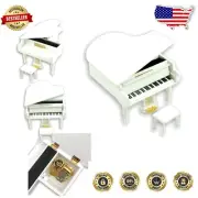 Classic White Grand Piano Music Box with Sankyo Mechanism - Unique Gift Idea