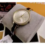 MICHAEL KORS JARYN 水鑽圈 金色錶盤 黑色不鏽鋼手環式錶帶 石英 女士手錶 MK4544