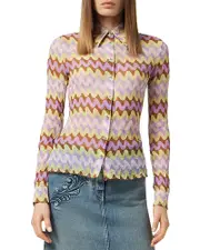 Versace Textured Wavy Print Shirt