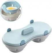 Microwave Egg Poacher BPA Free & Dishwasher Safe Dual Caves Poached Egg Maker Double Cups Egg Cooker Microwave Poached Egg Steamer Kitchen Gadget (Nordic Blue)
