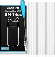Jmoe USA Straws for Simple Modern Kids 14oz Water Bottle | Replacement Plastic Straws Designed for SM 14 oz Summit Bottle | 6-Pack Includes Cleaning Brush | Food Grade & BPA Free