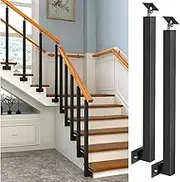 Side Mounted Stair Balusters, Black Metal Handrail Spindles with Flat Adjustable 270° Angle Bracket Post, Railing Pillar for Deck Garden Stairs Remodeling(Size:70cm,Color:2PCS)