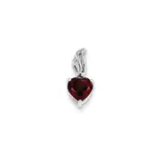 14k White Gold Real Diamond and Garnet Heart Pendant
