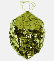 [Oseree] Oséree Sequined halterneck crop top AU 14 green