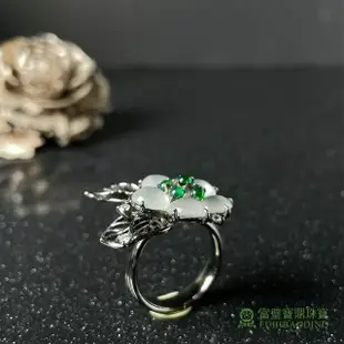 【Fubibaoding jeweler 富璧寶鼎珠寶】玻璃種花朵造型翡翠戒指(天然Ａ貨 玻璃種 翡翠 國際圍#10.5)