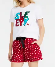 NEW PETER ALEXANDER SLEEPY TOP & RED WHITE POLKA DOT SHORTS XL PJ SET $109.90
