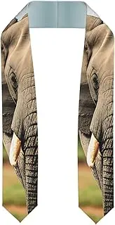 [SKKNT] African Elephant Print Graduation Shawl Stole For Academic Commencements Honor Sash Congratulations Gift, Flattened, One Size