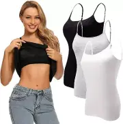 Women Camisoles Tops with Built in Padded Bra Adjustable Spaghetti Strap Tank AU