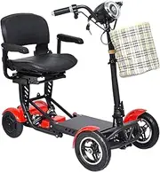Fold and Travel Lightweight Mobility Scooters for Adults Elderly Seniors Medical 4-Wheel Powered Scooter Wheelchairs Foldable Ultra Lightweight Electric Wheelchair Carrier Power(A)