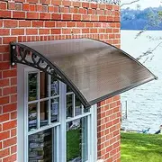Groverdi Window Door Awning Outdoor Canopy Patio Rain Shield Cover DIY 1Mx1M Black Tawny