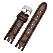 21 MM Soft Leather Watch Band Strap Vintage Alligator Grain For Swatch YRS403 Brown 1