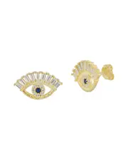 Sphera Milano 14K Over Silver CZ Evil Eye Earrings