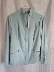 Chicos Jacket Womens Size 0 Seamist Green Faux Suede NEW